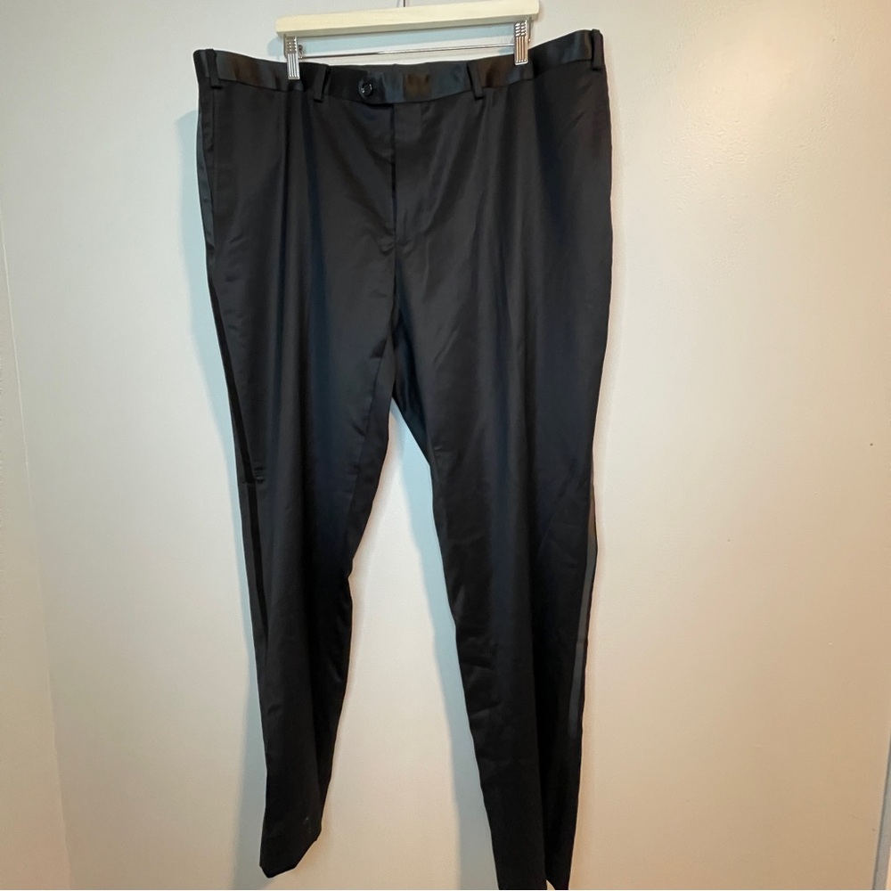 Indochino Black Tuxedo Dress Pants Wool Blend Straight Leg